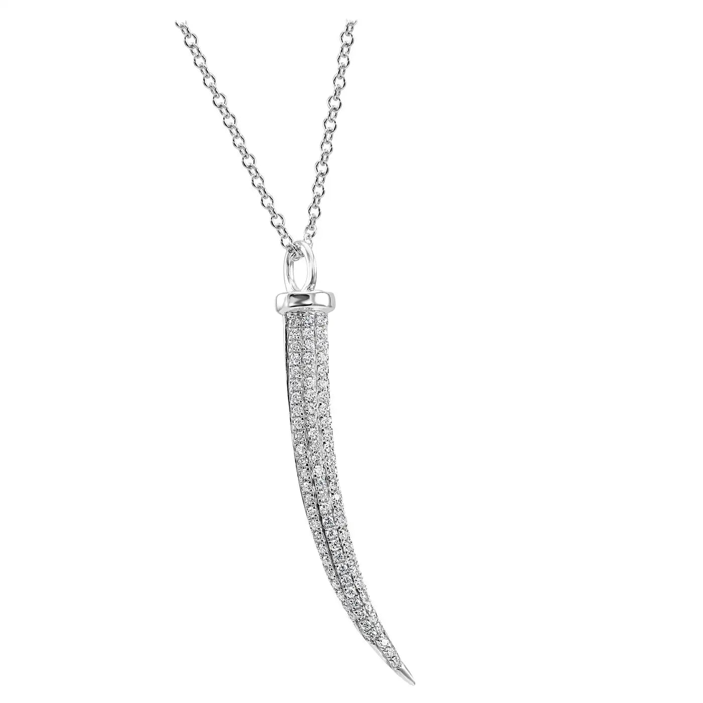 Collar con colgante de cadena con diamantes blancos redondos de oro de 14 quilates