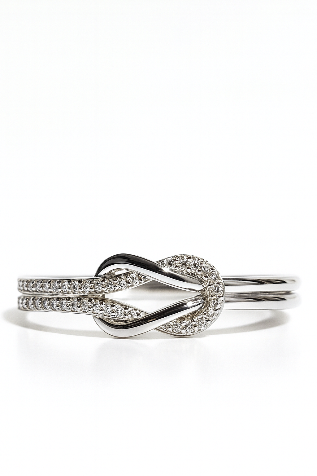 18kt Solid White Gold Diamond Infinity Knot Ring