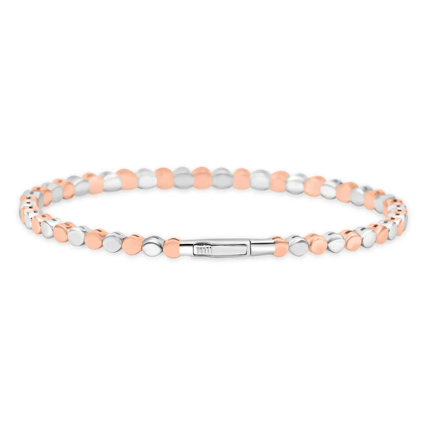 Brazalete de oro blanco y rosa de 14 quilates con rubí y diamante blanco redondo de 1,24 quilates