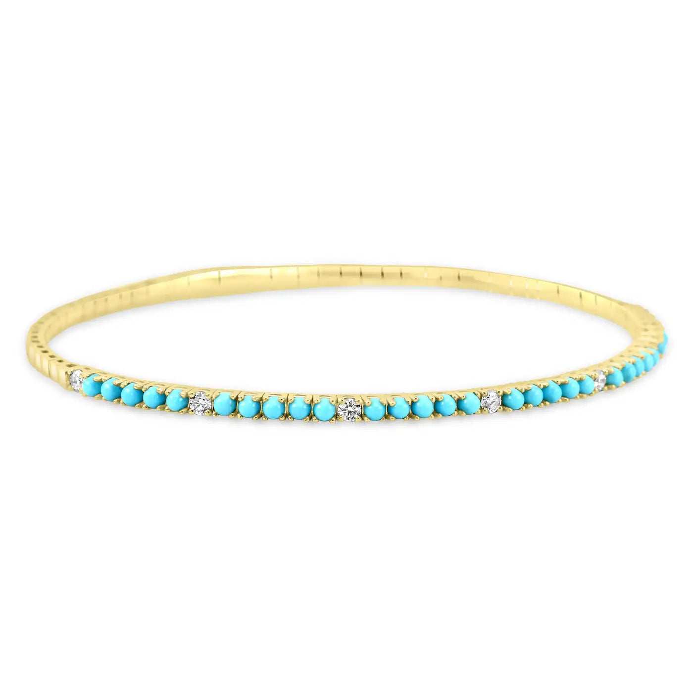 Pulsera de tenis de oro de 14 quilates con turquesa y diamantes de 1,5 quilates