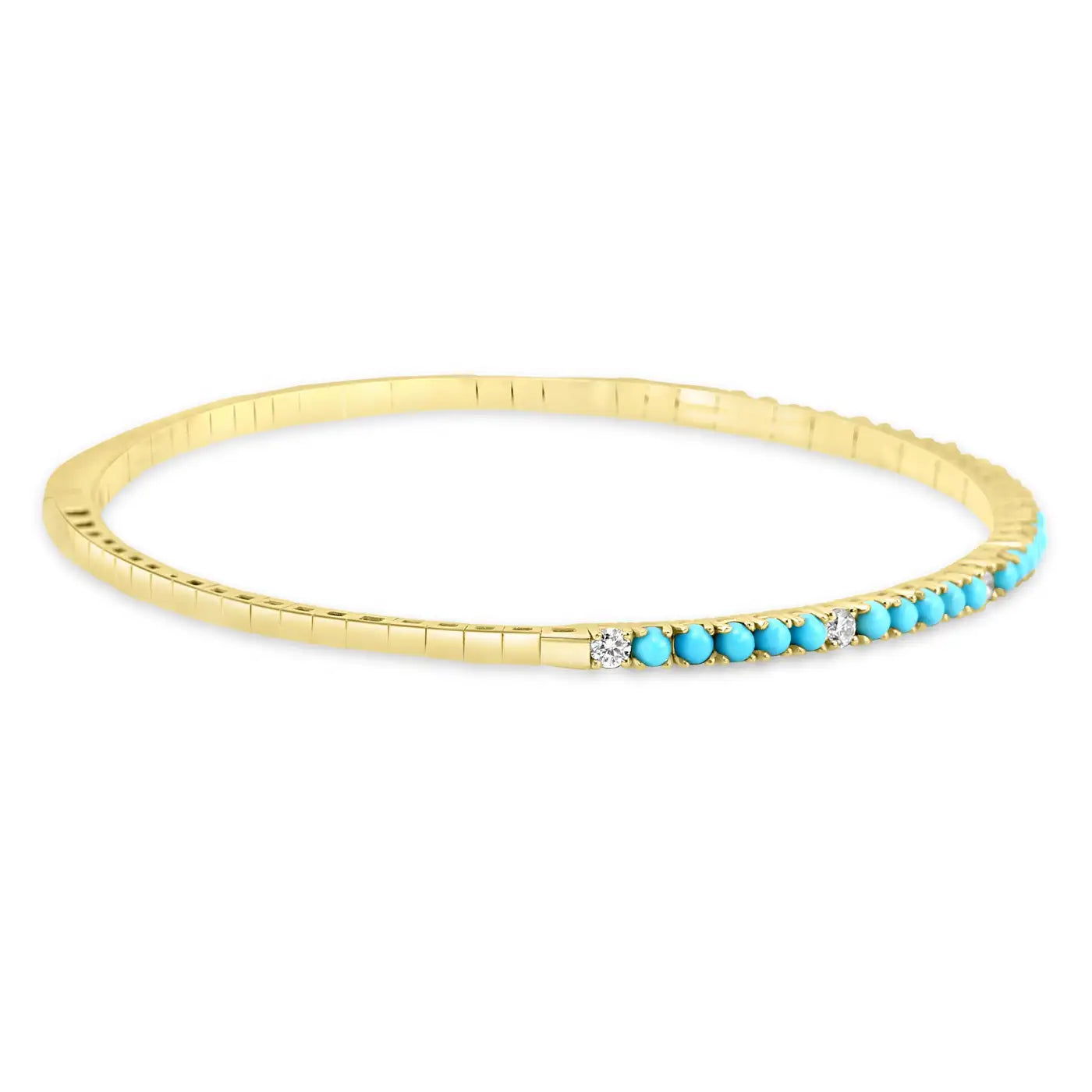 Pulsera de tenis de oro de 14 quilates con turquesa y diamantes de 1,5 quilates