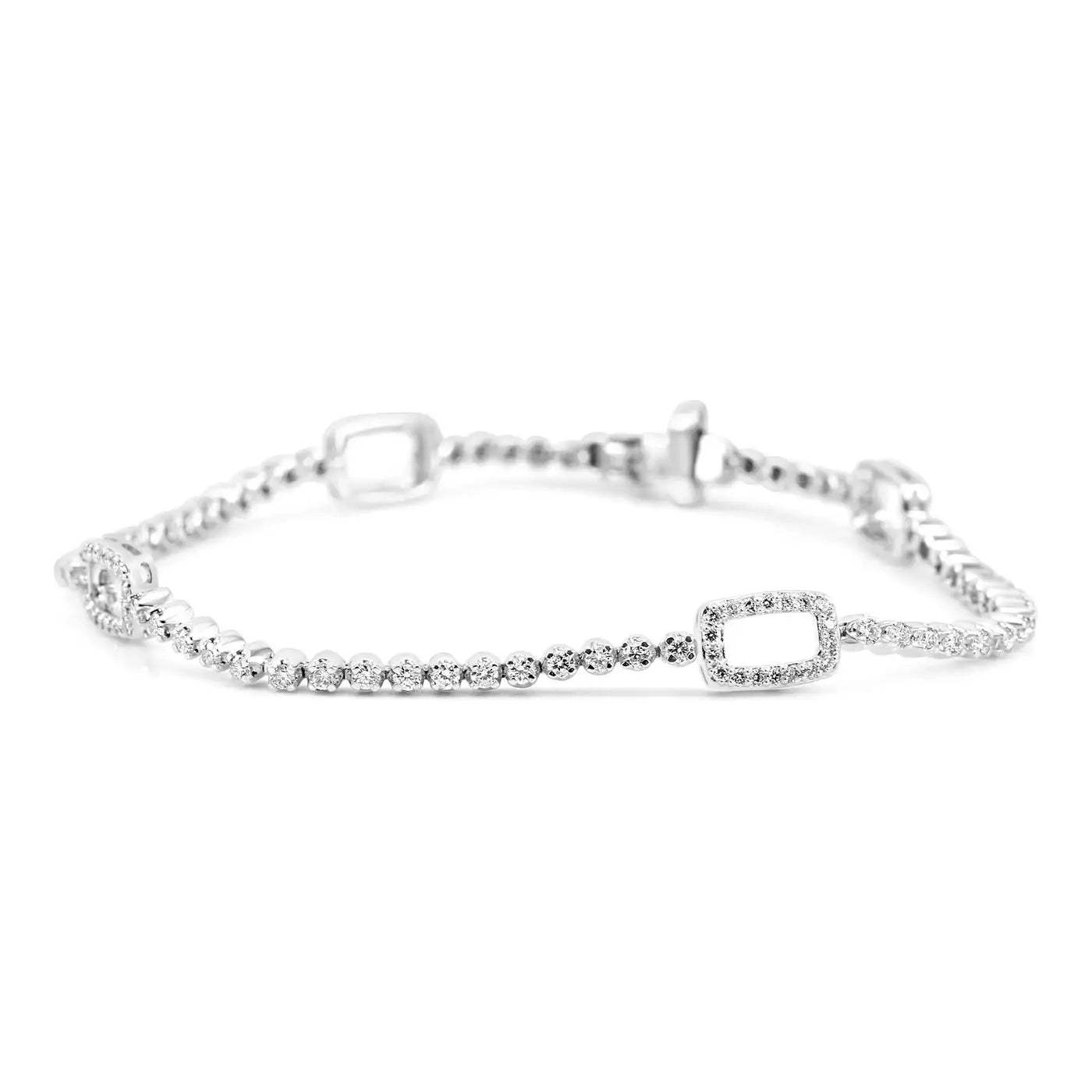 Pulsera de tenis elegante de oro de 18 quilates con diamantes blancos redondos de 1,5 quilates