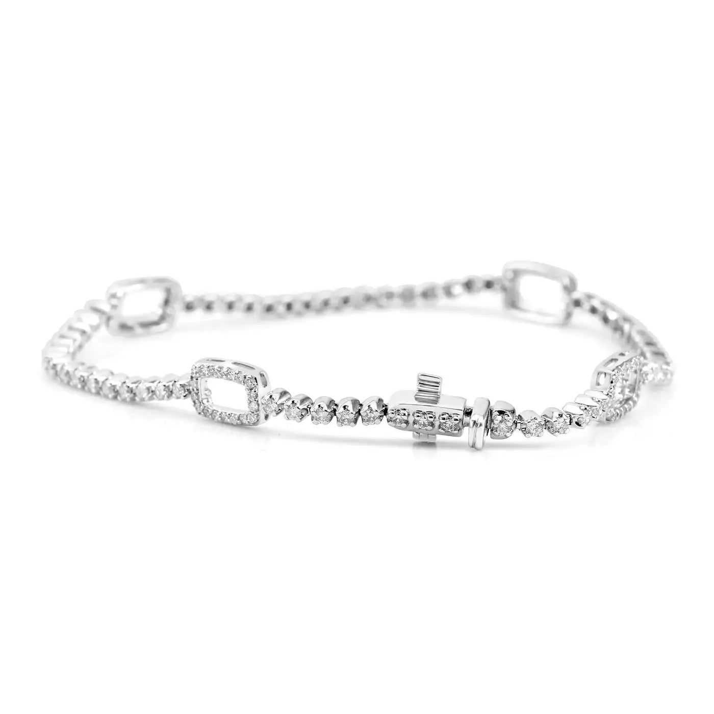 Pulsera de tenis elegante de oro de 18 quilates con diamantes blancos redondos de 1,5 quilates