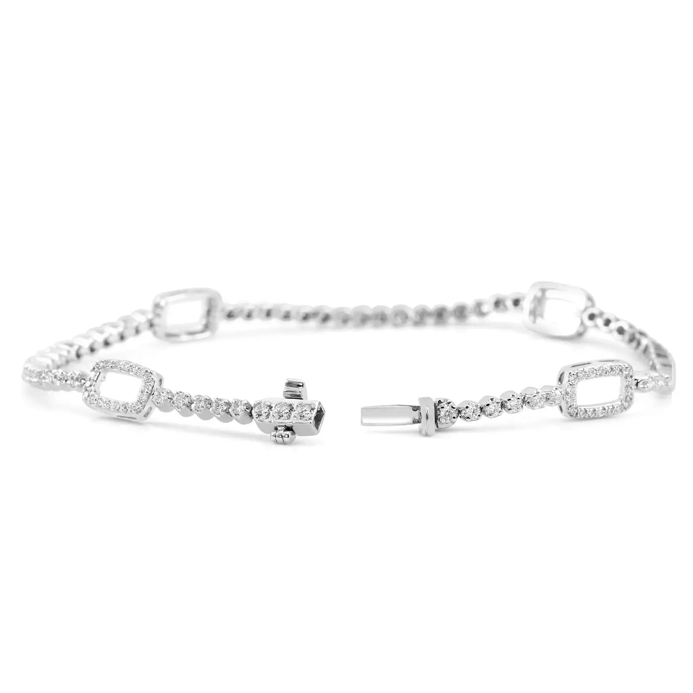 Pulsera de tenis elegante de oro de 18 quilates con diamantes blancos redondos de 1,5 quilates