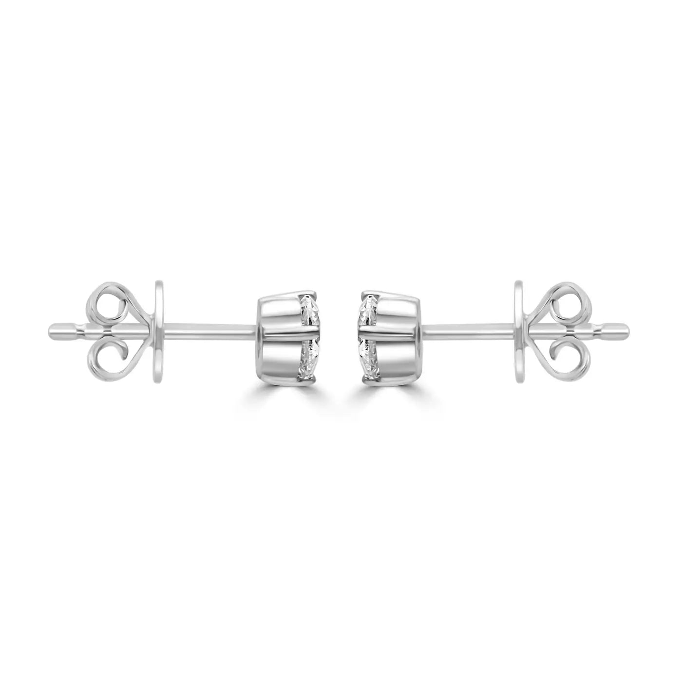 Pendiente tipo botón Fancy Toi Et Moi en oro blanco de 14 quilates con forma de pera y diamantes blancos