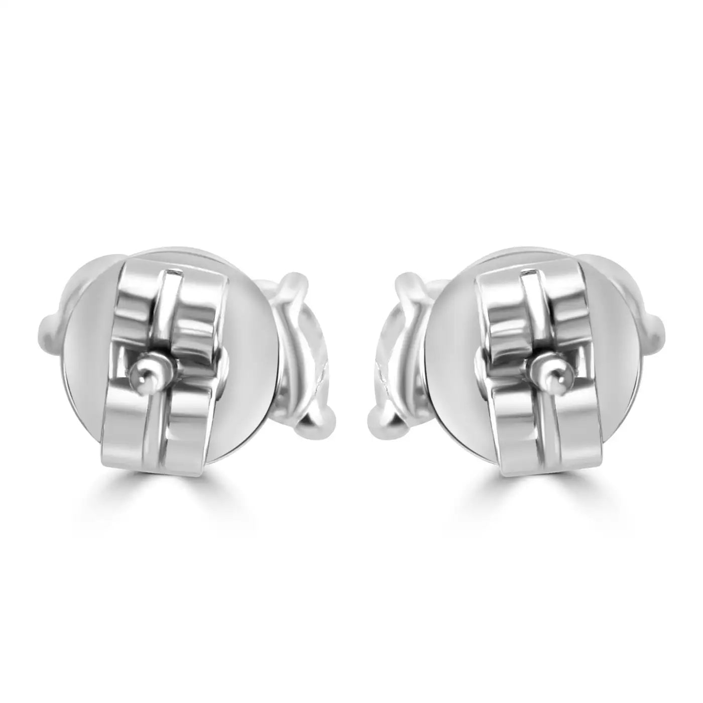 Pendiente tipo botón Fancy Toi Et Moi en oro blanco de 14 quilates con forma de pera y diamantes blancos