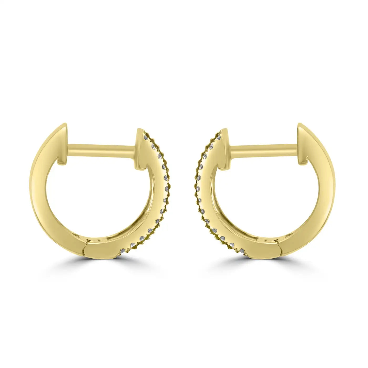 Aros tipo argolla de oro amarillo de 14 quilates con diamantes blancos redondos