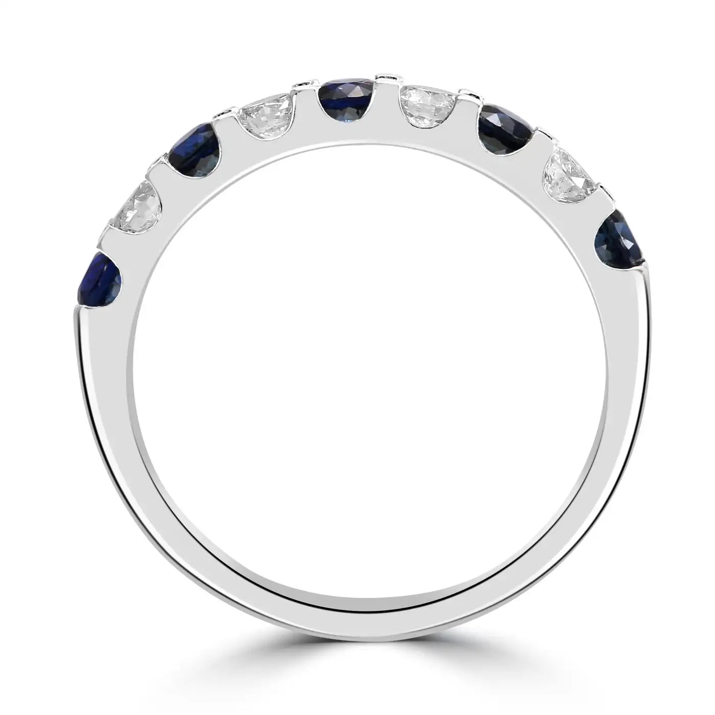 Anillo de compromiso de oro de 18 quilates con 6 zafiros azules y 5 diamantes blancos
