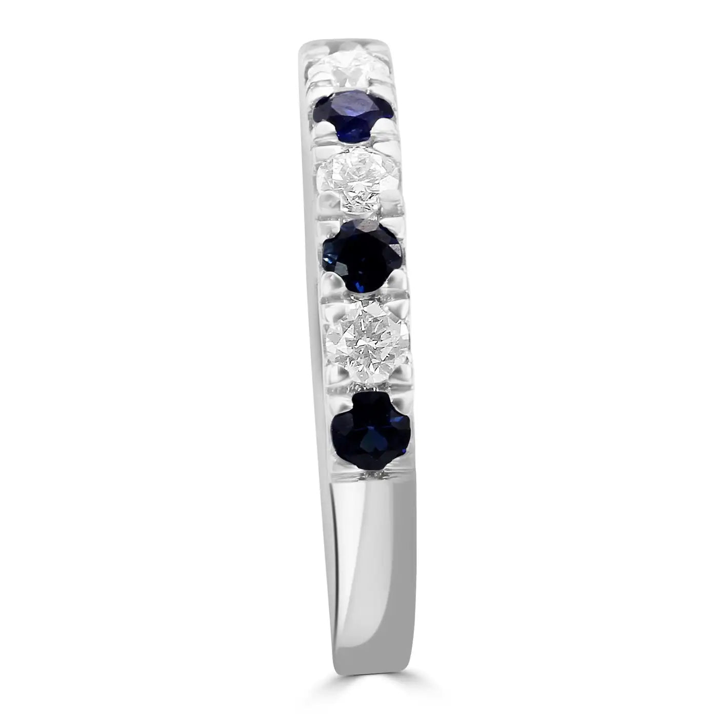 Anillo de compromiso de oro de 18 quilates con diamantes blancos y zafiro azul