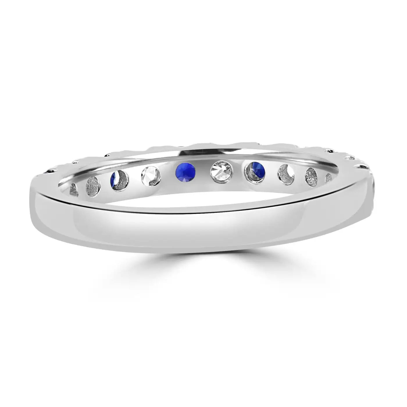 Anillo de compromiso de oro de 18 quilates con diamantes blancos y zafiro azul