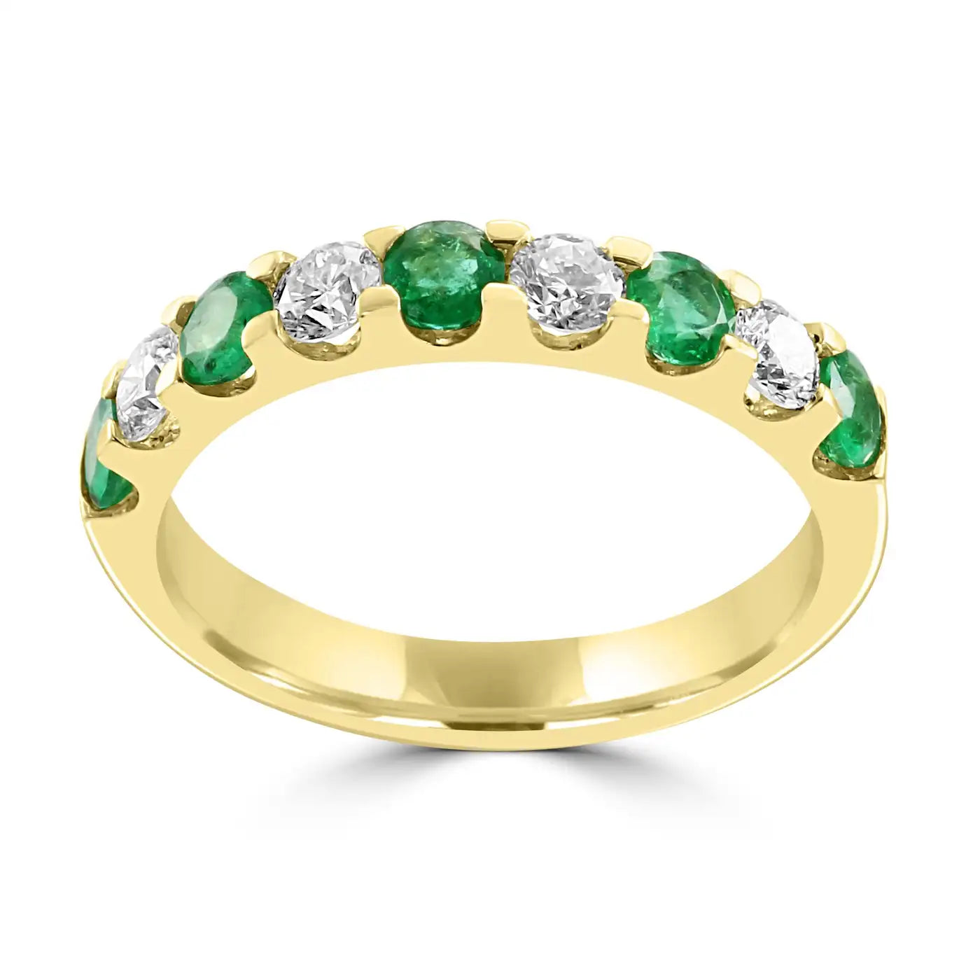 Anillo de compromiso de oro de 18 quilates con 9 piedras y diamantes redondos de color blanco esmeralda