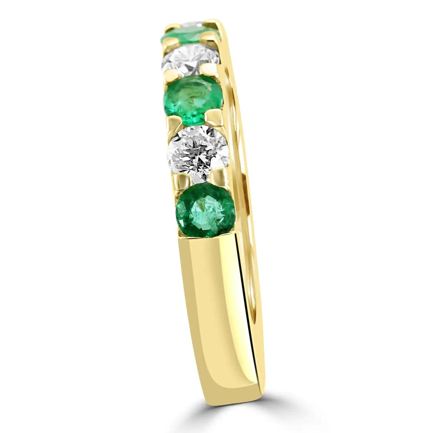 Anillo de compromiso de oro de 18 quilates con 9 piedras y diamantes redondos de color blanco esmeralda