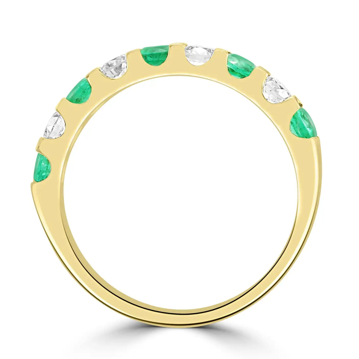 Anillo de compromiso de oro de 18 quilates con 9 piedras y diamantes redondos de color blanco esmeralda
