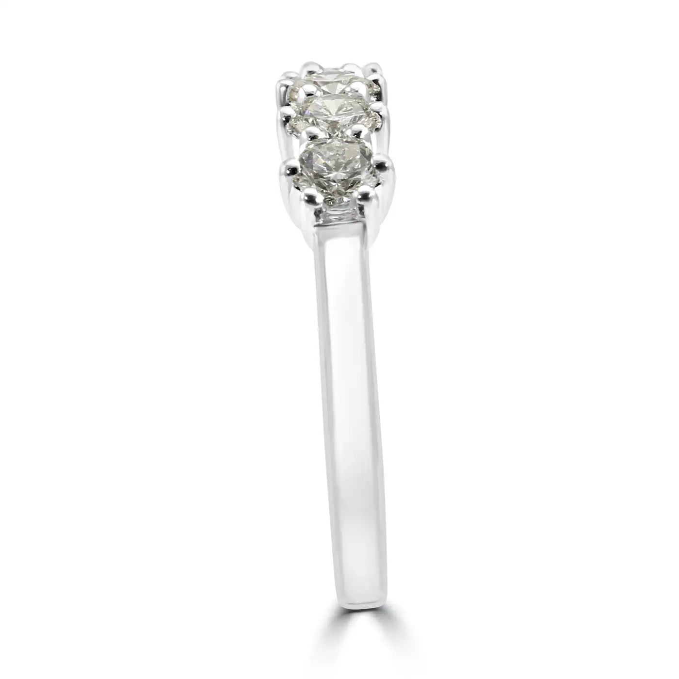 White Diamond Round 18K Gold 5 Stone Engagement Cocktail Band Ring