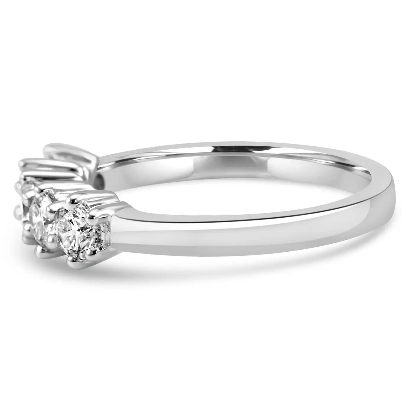 White Diamond Round 18K Gold 5 Stone Engagement Cocktail Band Ring