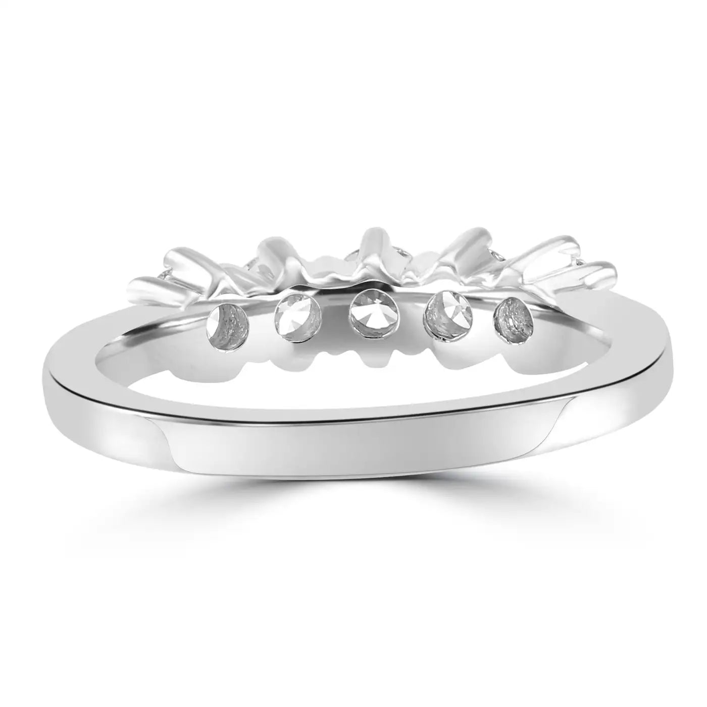 White Diamond Round 18K Gold 5 Stone Engagement Cocktail Band Ring