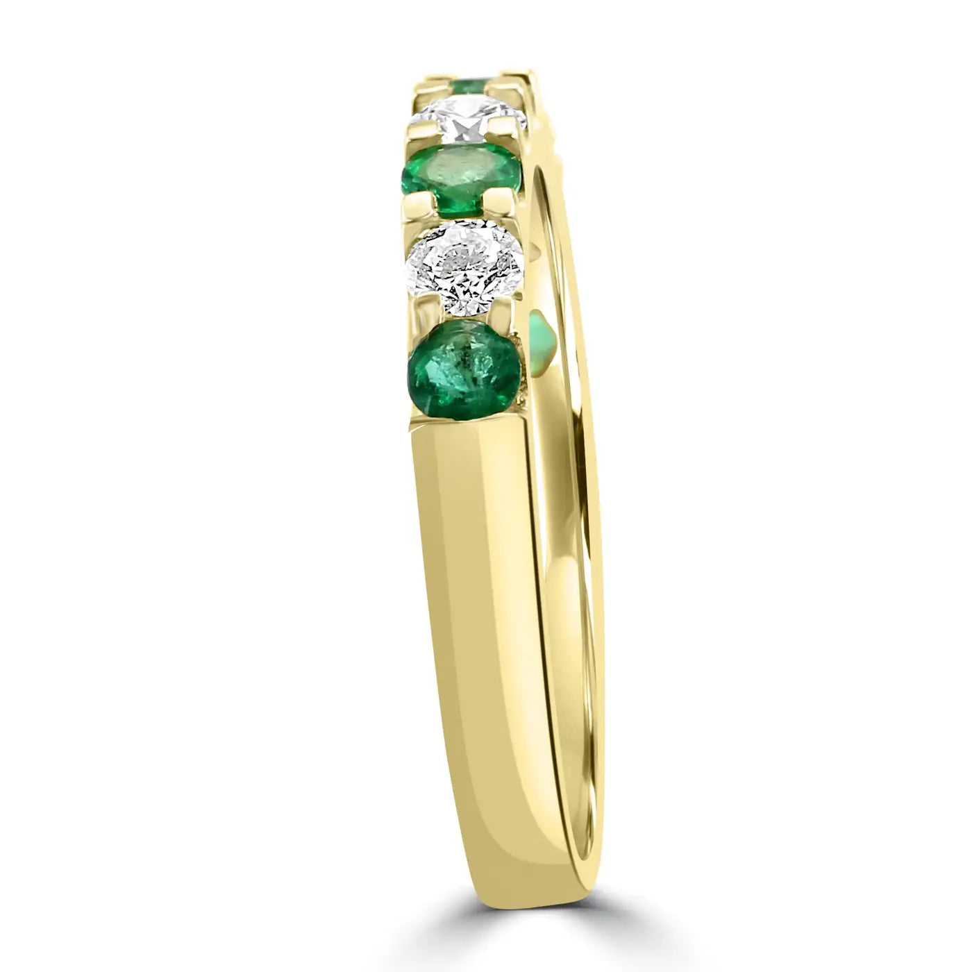 Anillo de compromiso de oro de 18 quilates con 9 piedras y diamantes redondos de color blanco esmeralda