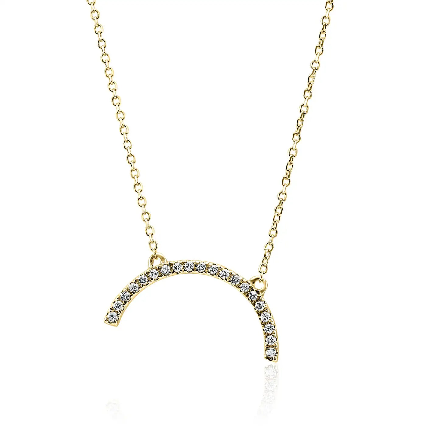 Collar colgante de cadena elegante con diamantes blancos redondos de oro de 14 quilates