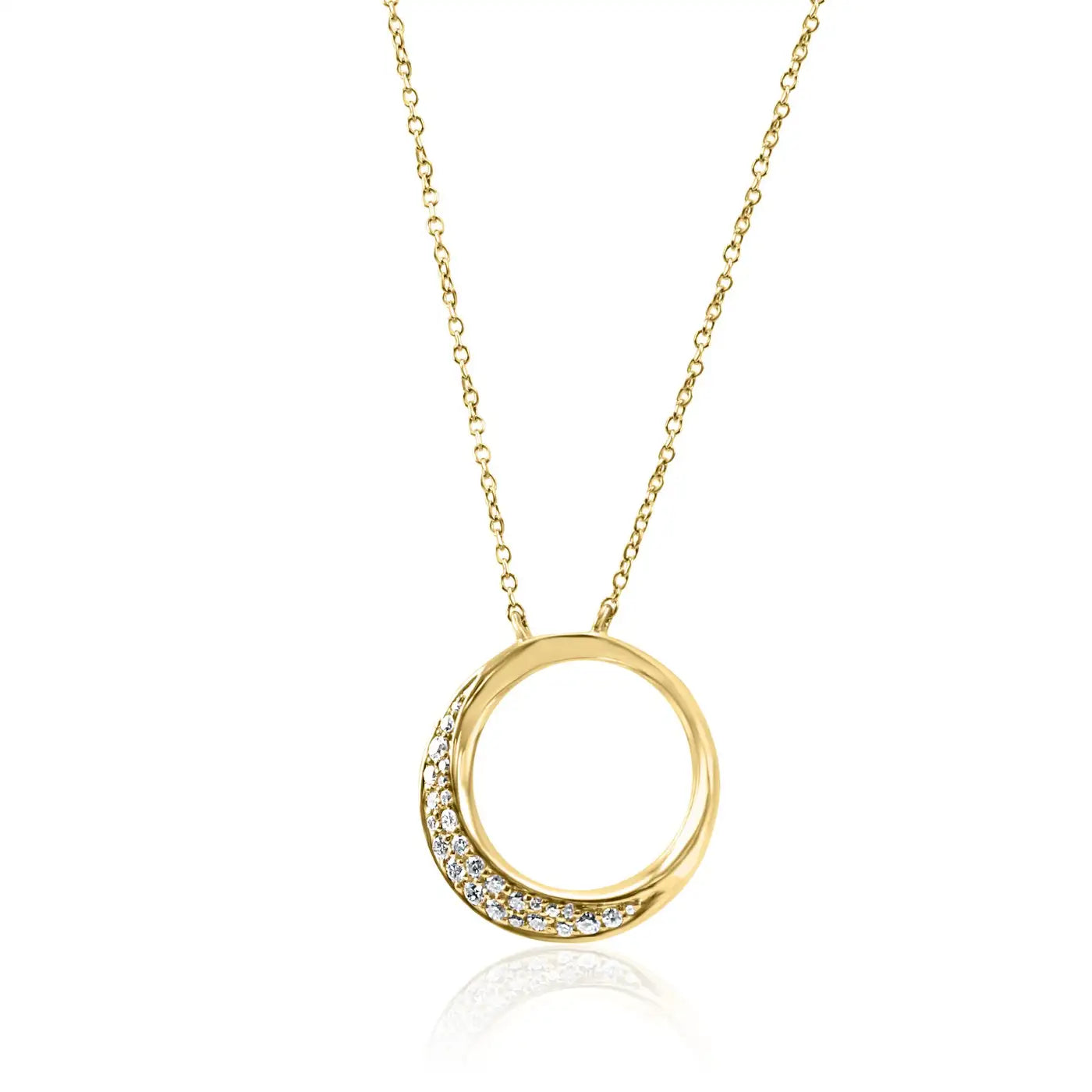 Collar colgante de oro amarillo de 14 quilates con diamantes redondos blancos "Círculo de la vida"