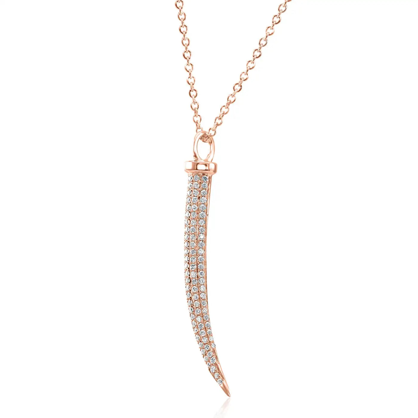 Collar con colgante de cadena de oro de 14 quilates con diamantes redondos blancos