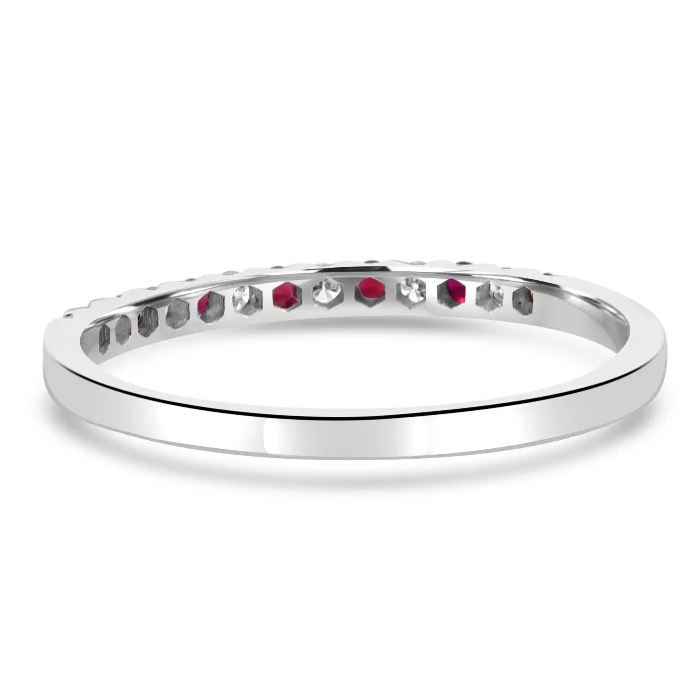 Anillo de compromiso de oro de 18 quilates con 13 piedras y rubí redondo y diamante blanco