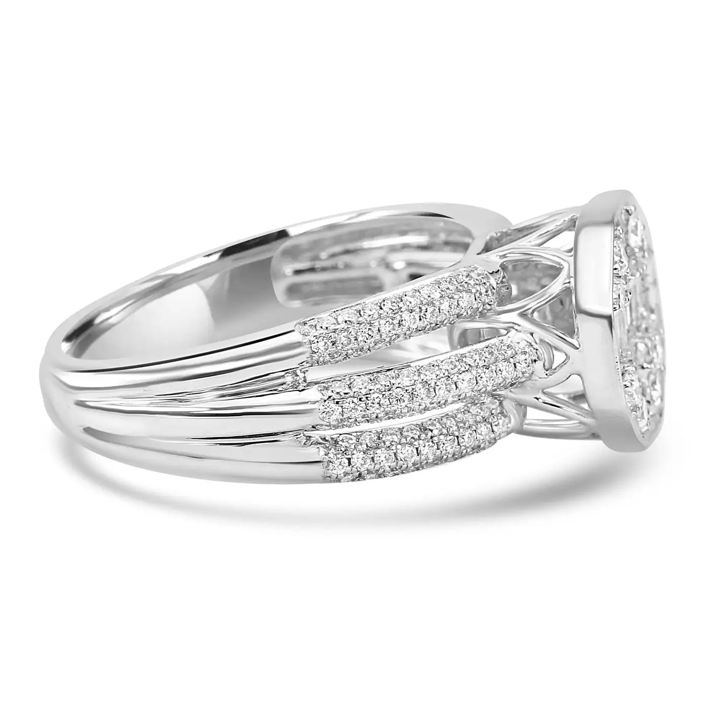 Engagement Ring With Baguette & Round Diamonds 14 Karat White Gold