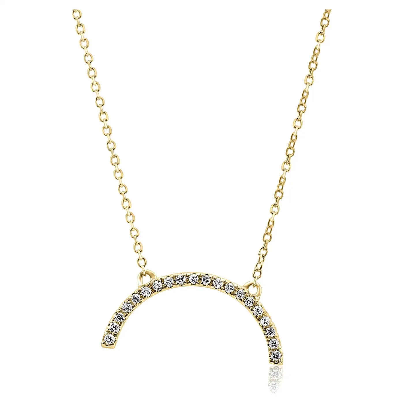 Collar colgante de cadena elegante con diamantes blancos redondos de oro de 14 quilates