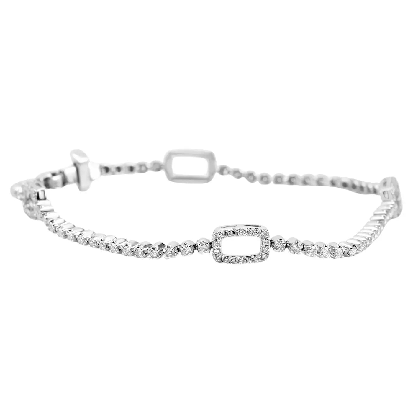 Pulsera de tenis elegante de oro de 18 quilates con diamantes blancos redondos de 1,5 quilates