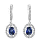 Blue Sapphire Oval and White Round Diamonds 18K Gold Dangle Earring