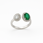 Emerald & Diamond Toi et Moi Ring – 14kt Solid White Gold