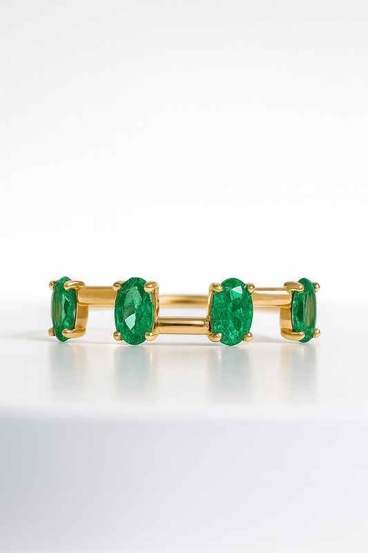 Emerald Eternity Band with Gold Links – 18kt Solid Yellow Gold