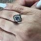 Aquamarine Oval Diamond Round 14K Gold Art Deco Enamel Engagement Ring