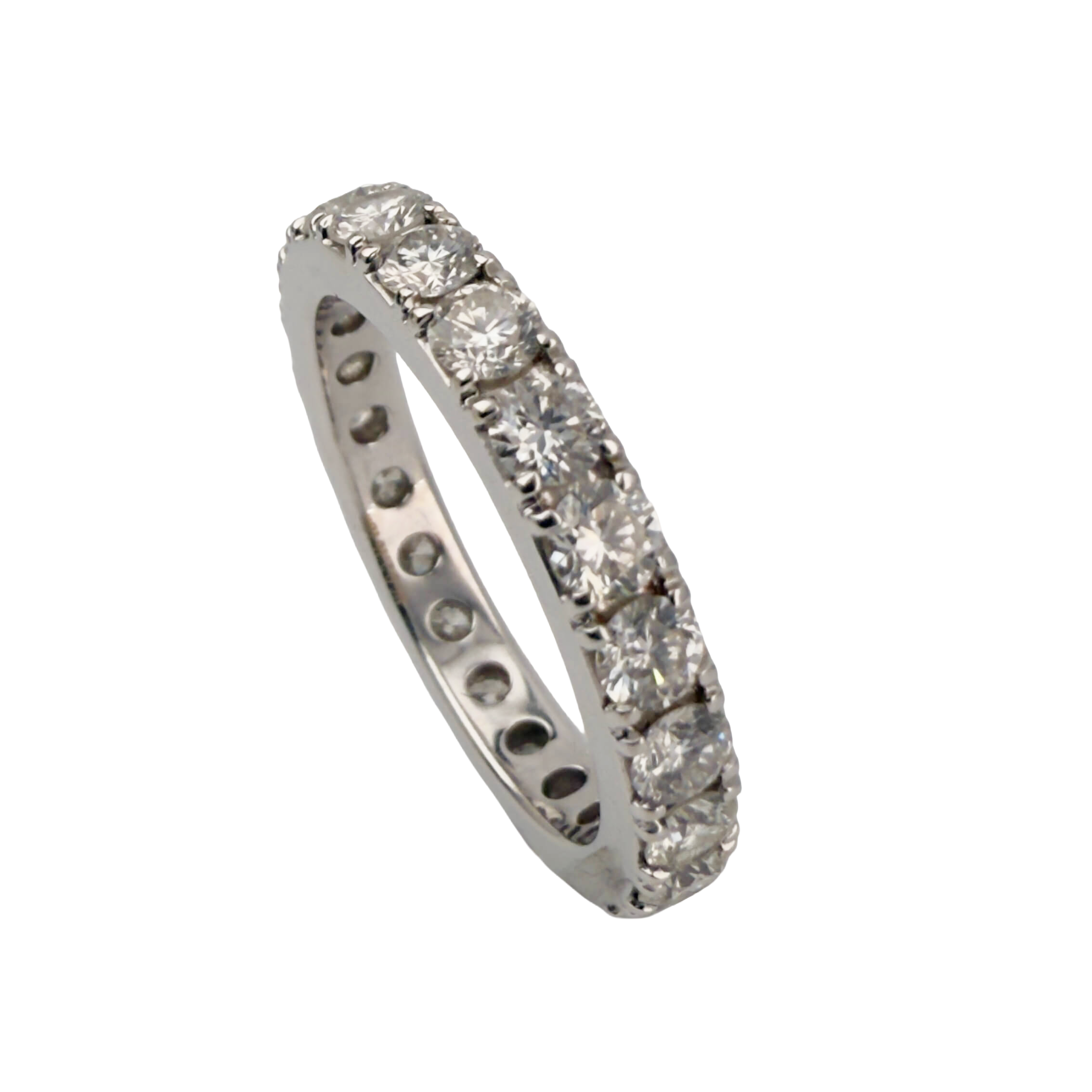 18K White Gold Diamond Eternity Band – 2.16 CT Round Brilliant Diamonds
