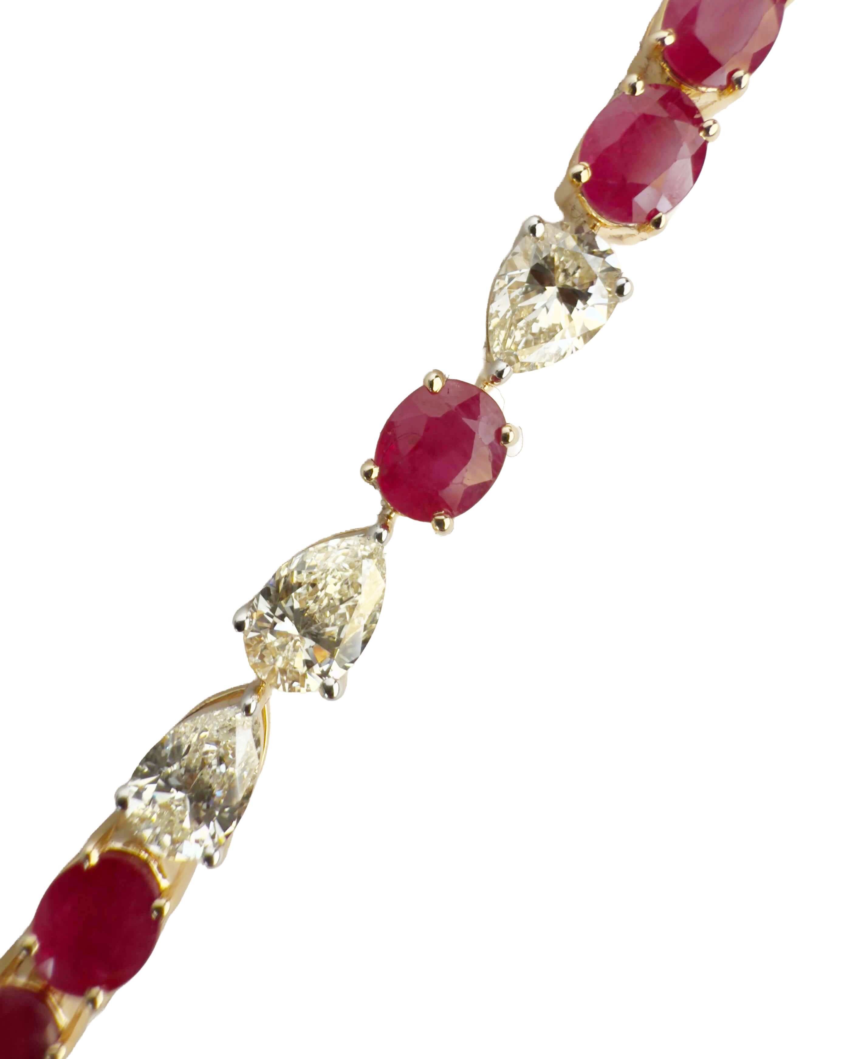 Ruby & Diamond Alternating Tennis Bracelet – 14K Yellow Gold