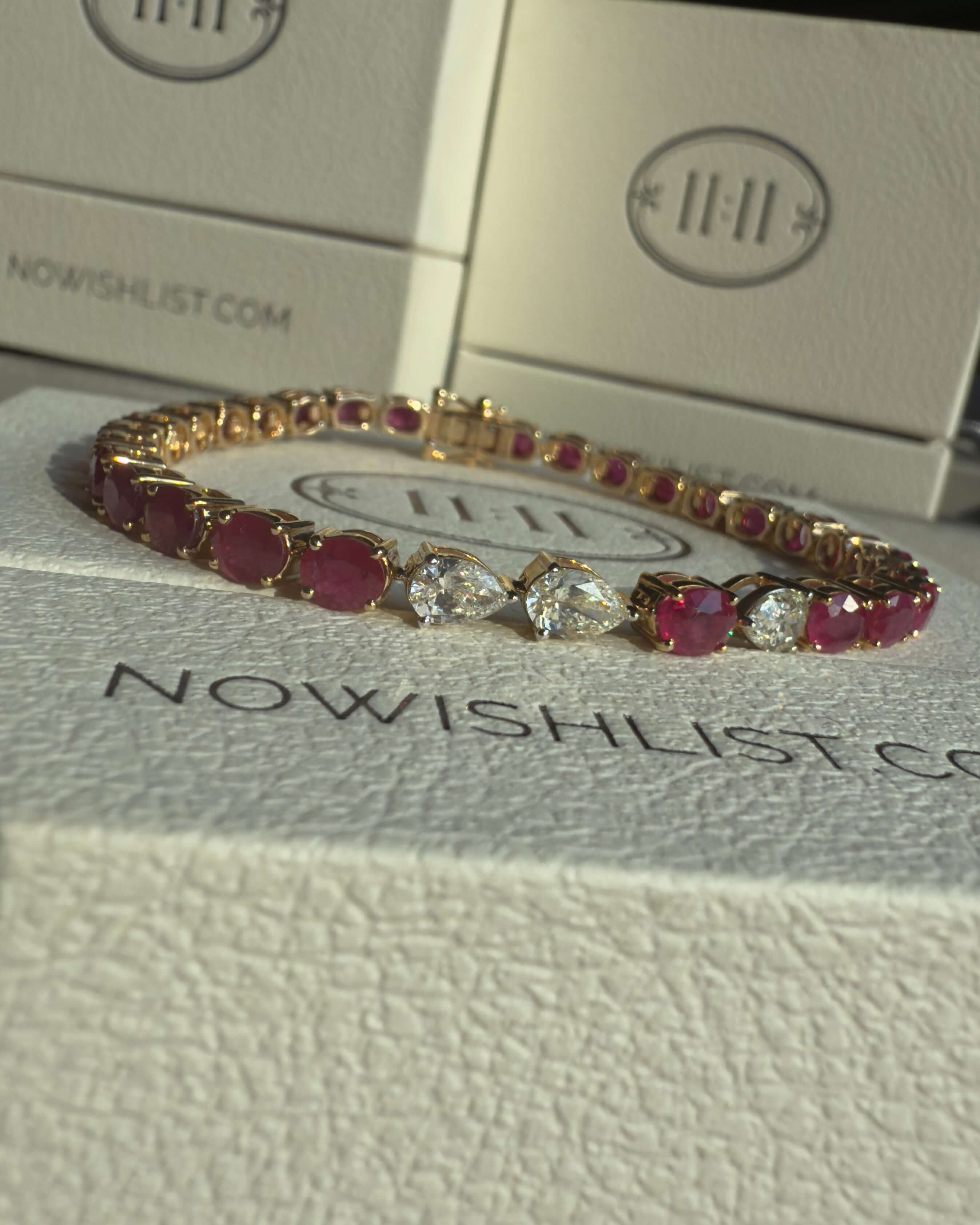 Ruby & Diamond Alternating Tennis Bracelet – 14K Yellow Gold