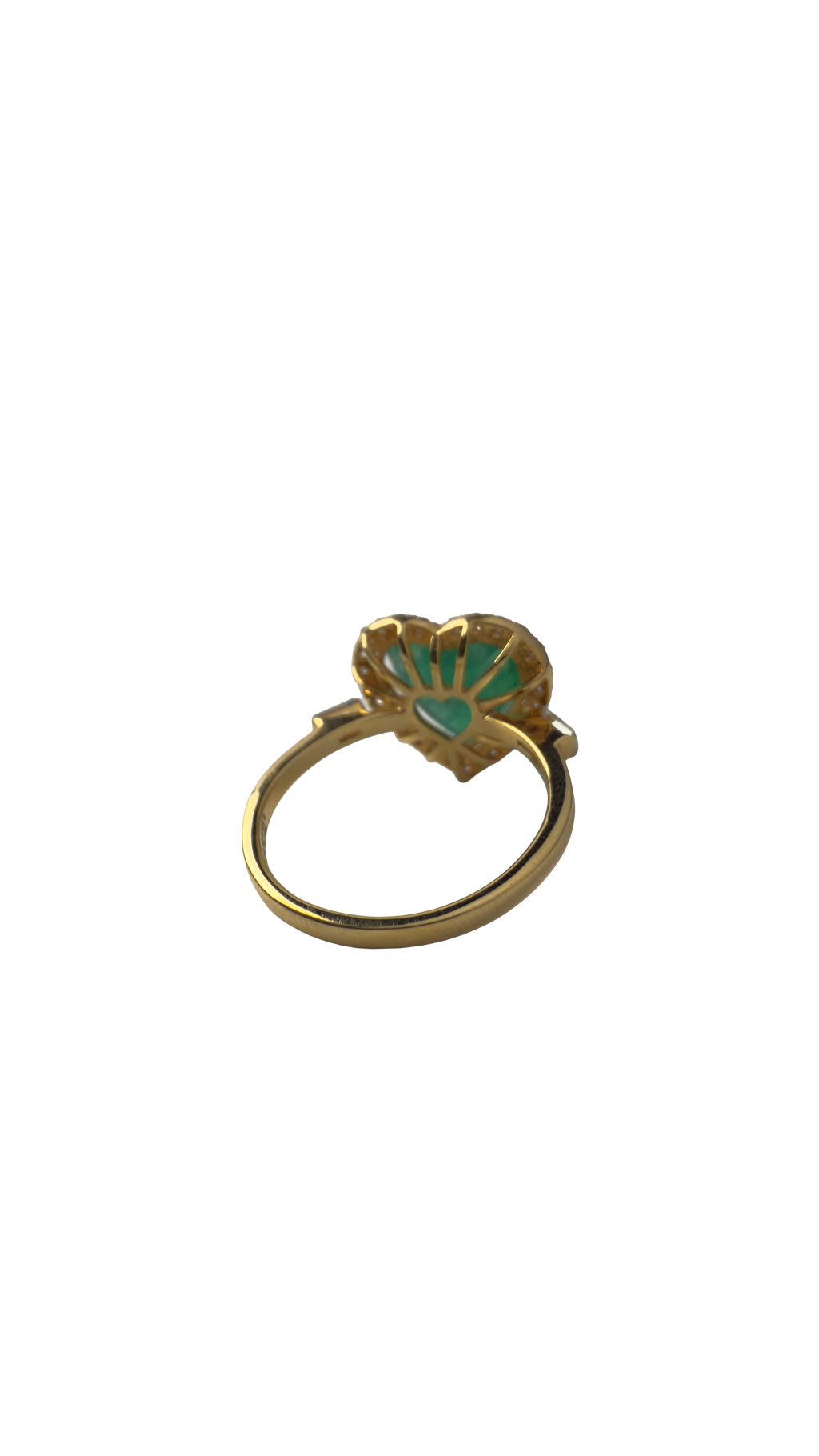 Emerald Heart Ring in 14K Yellow Gold with Diamonds