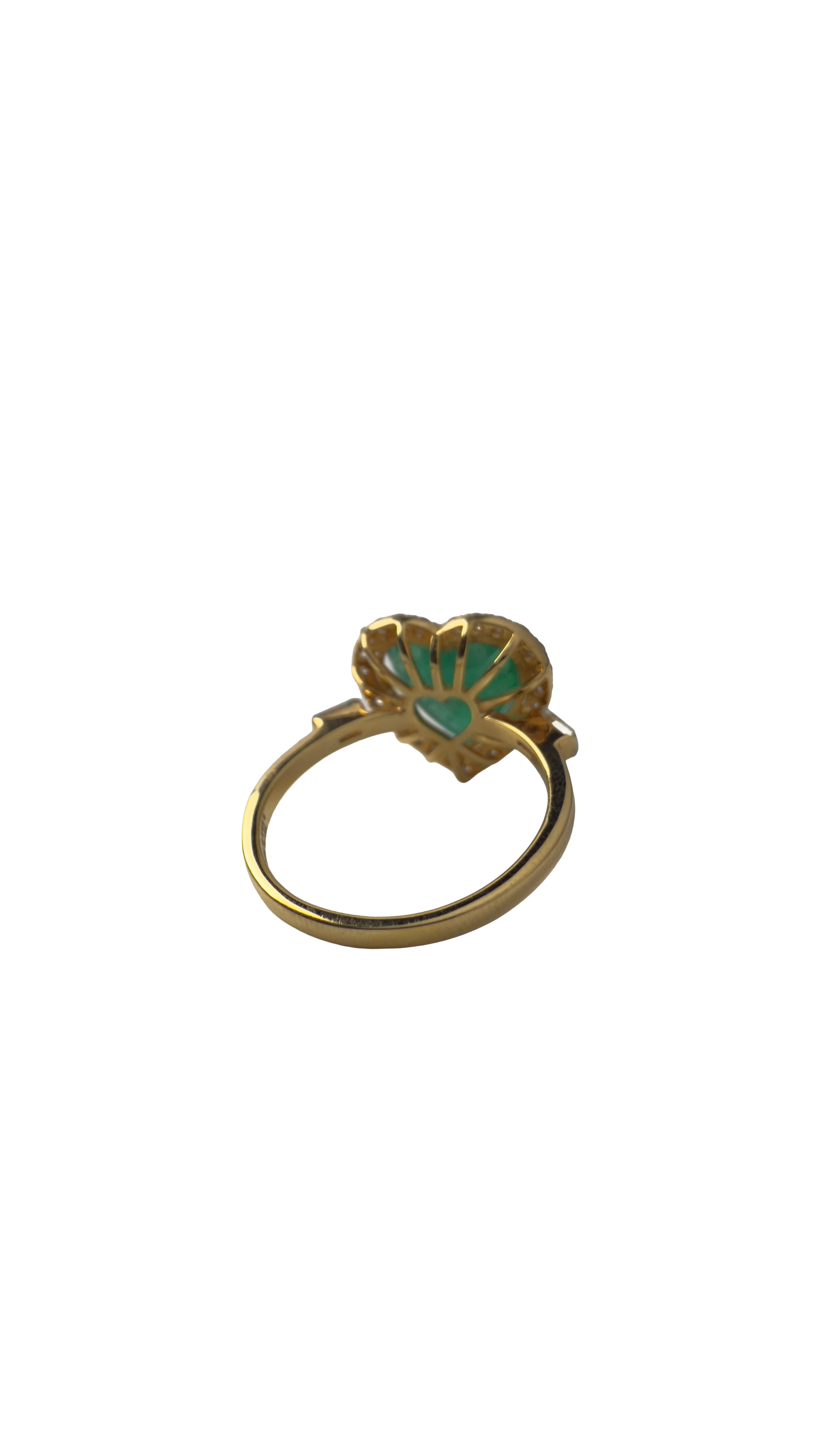 Emerald Heart Ring in 14K Yellow Gold with Diamonds