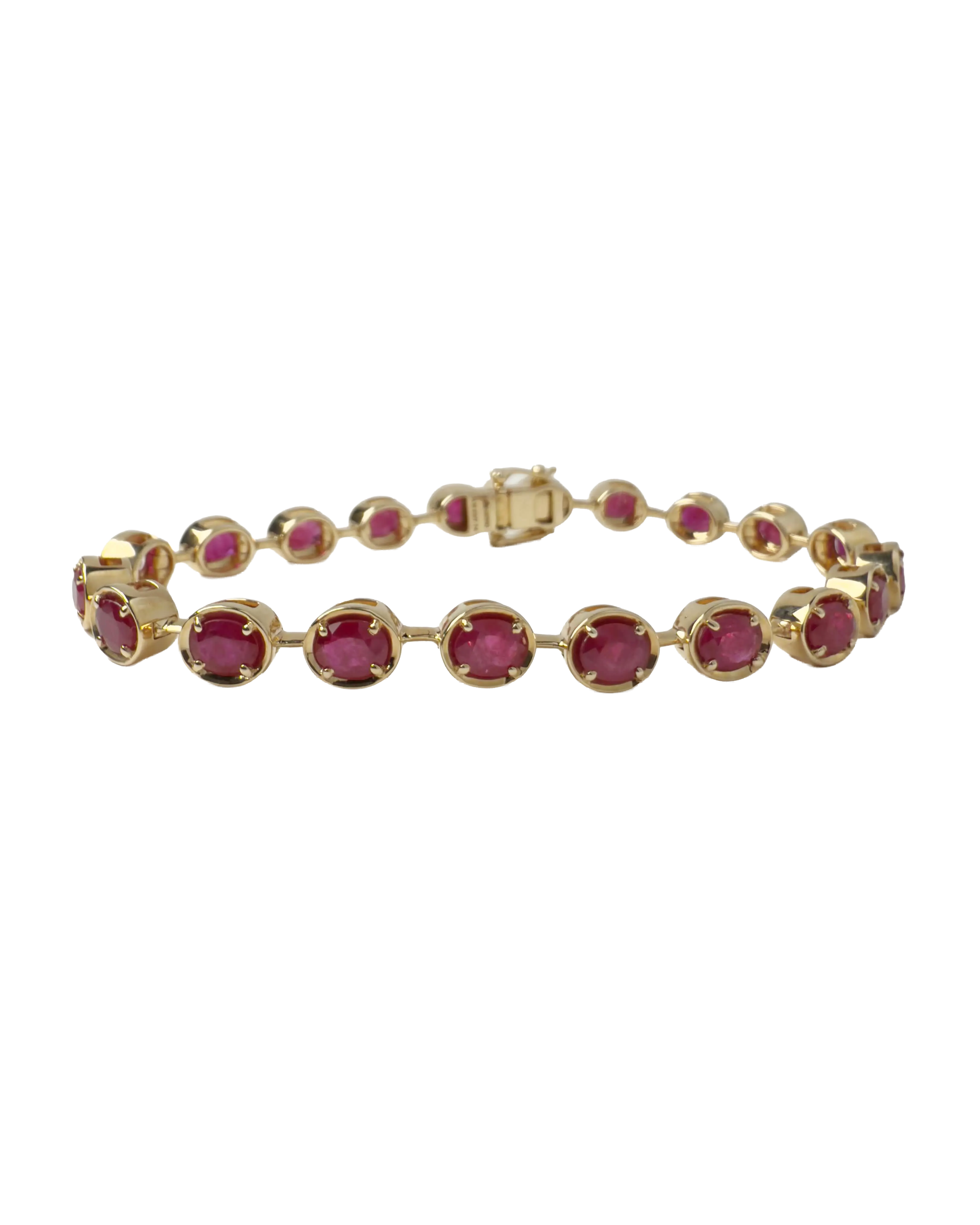 Ruby Oval Tennis Bracelet in 14KT Yellow Gold