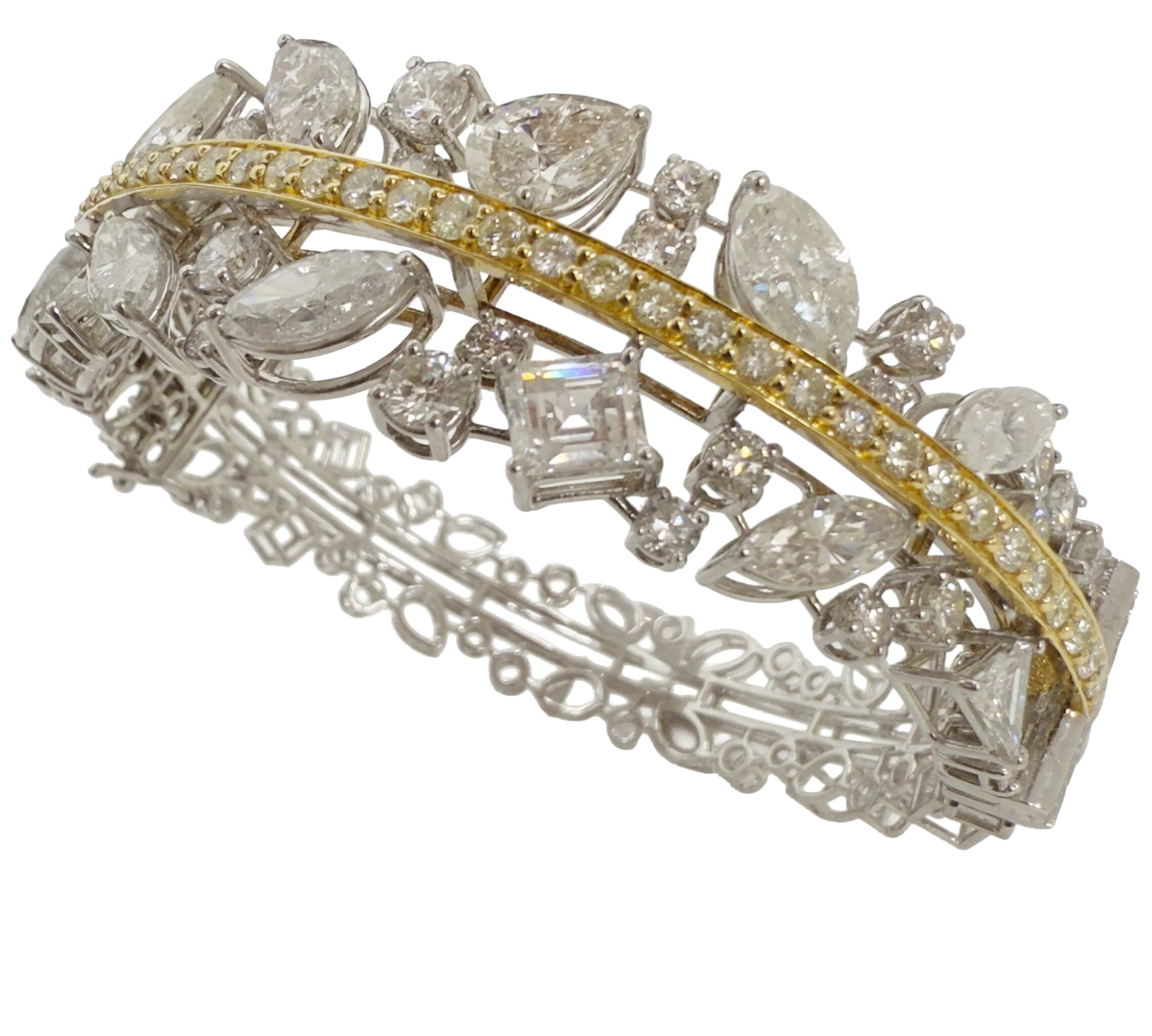 High Jewelry Diamond Cuff Bracelet – 14KT Gold | 10.69 CT Mixed-Cut Diamonds