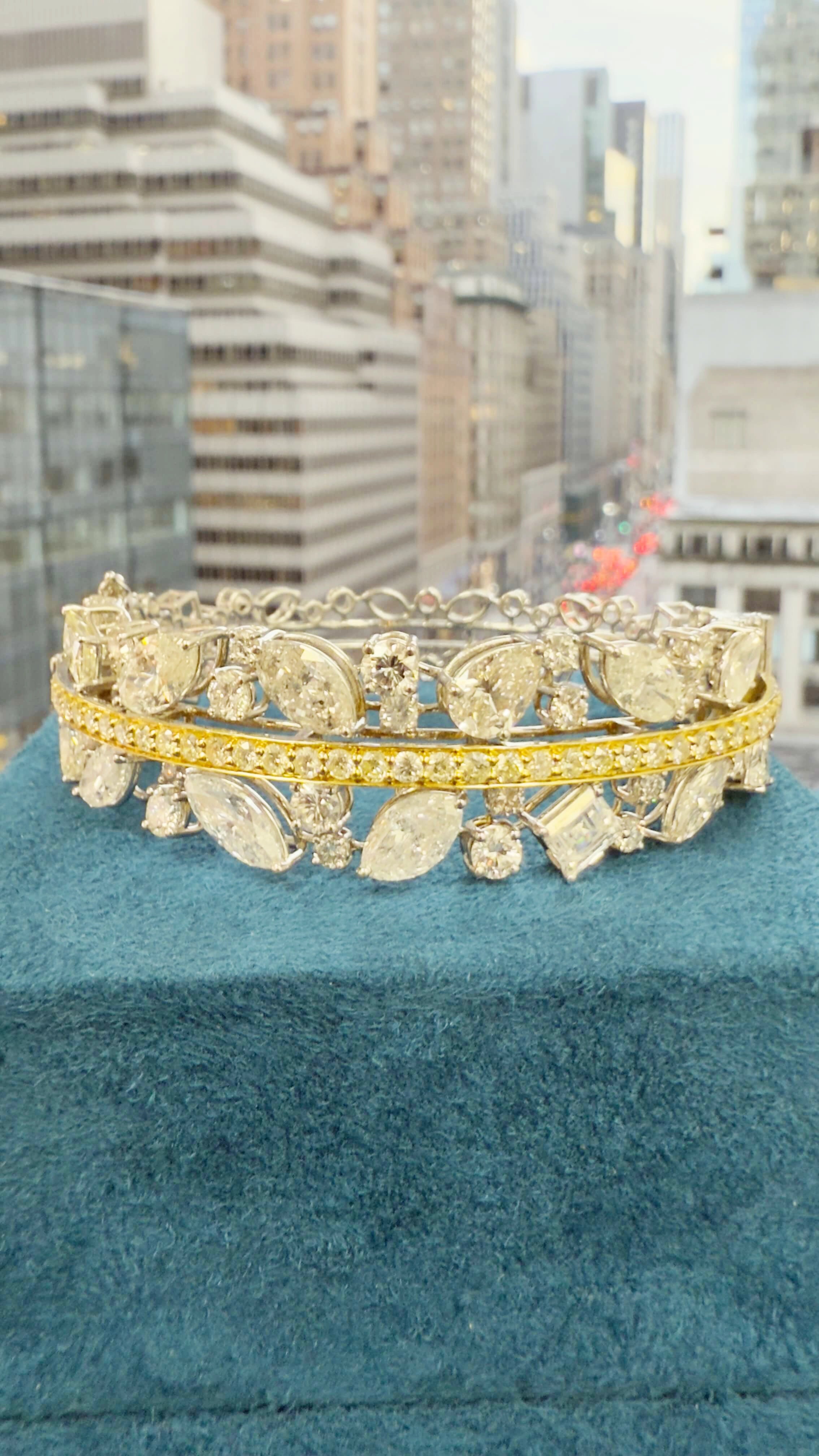High Jewelry Diamond Cuff Bracelet – 14KT Gold | 10.69 CT Mixed-Cut Diamonds