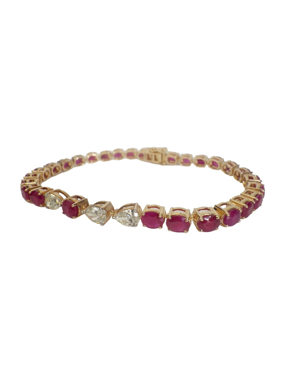 Ruby & Diamond Alternating Tennis Bracelet – 14K Yellow Gold