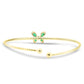 Emerald Pear & Marquise White Diamond Round 14K Gold Flexi Bangle