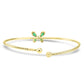 Emerald Pear & Marquise White Diamond Round 14K Gold Flexi Bangle