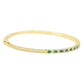 Emerald & Diamond Round 0.93 Carat 14K Yellow Gold Flexible Bangle