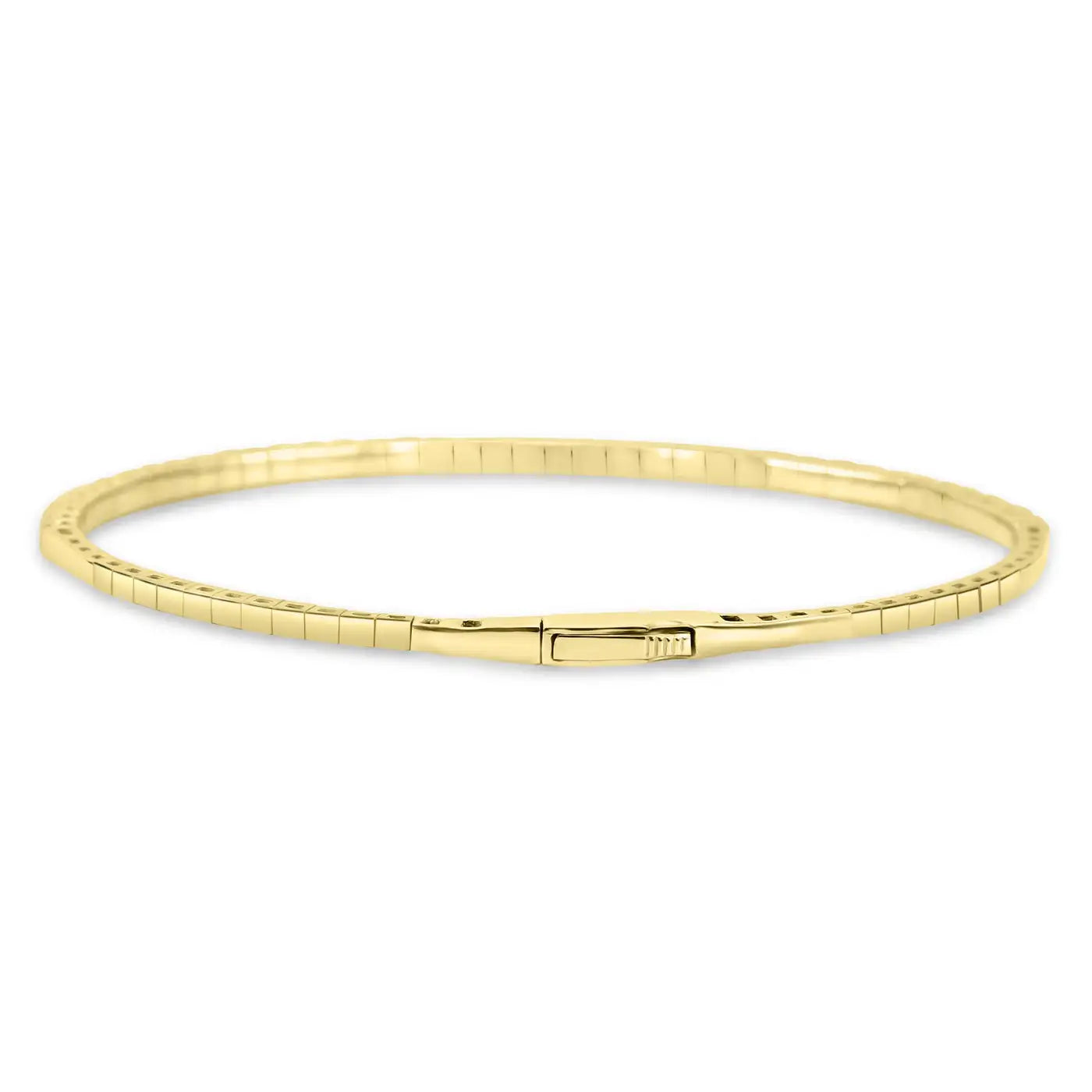 Emerald & Diamond Round 0.93 Carat 14K Yellow Gold Flexible Bangle