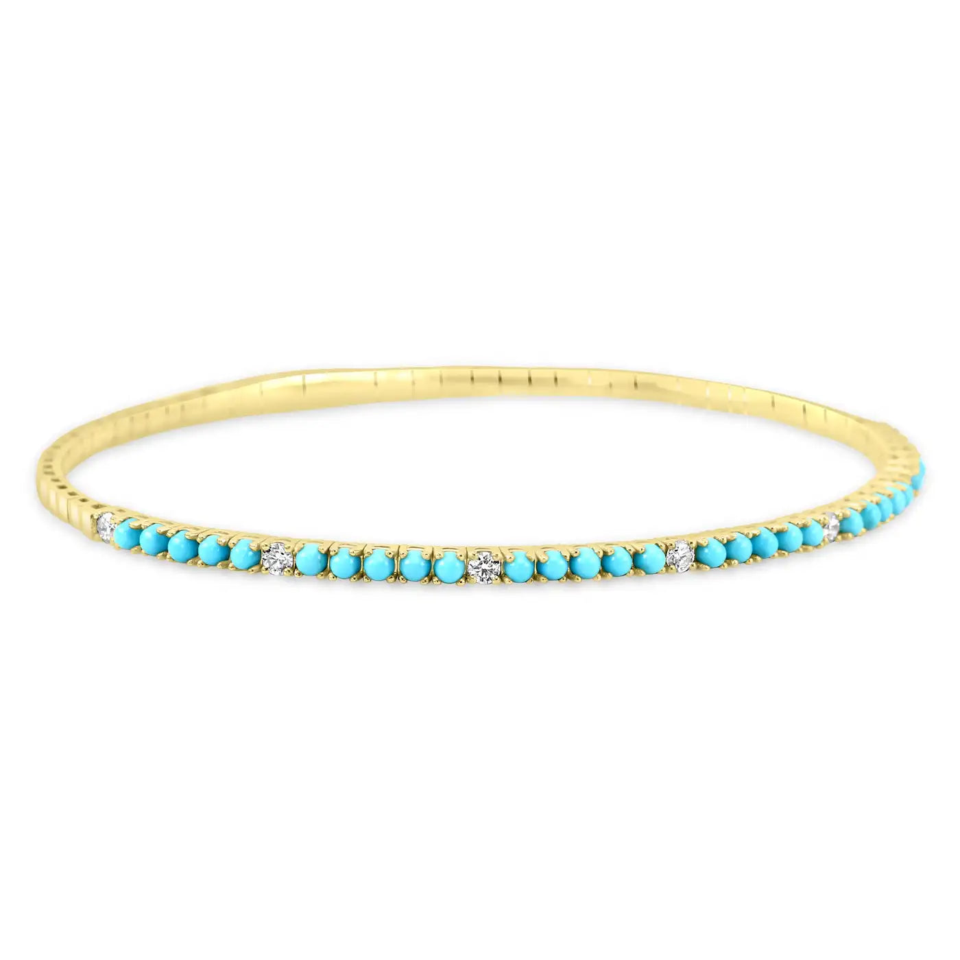 Pulsera de tenis de oro de 14 quilates con turquesa y diamantes de 1,5 quilates 