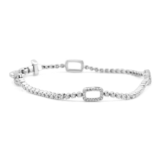 White Diamond Round 1.5 Carats 18K Gold Fancy Tennis Bracelet