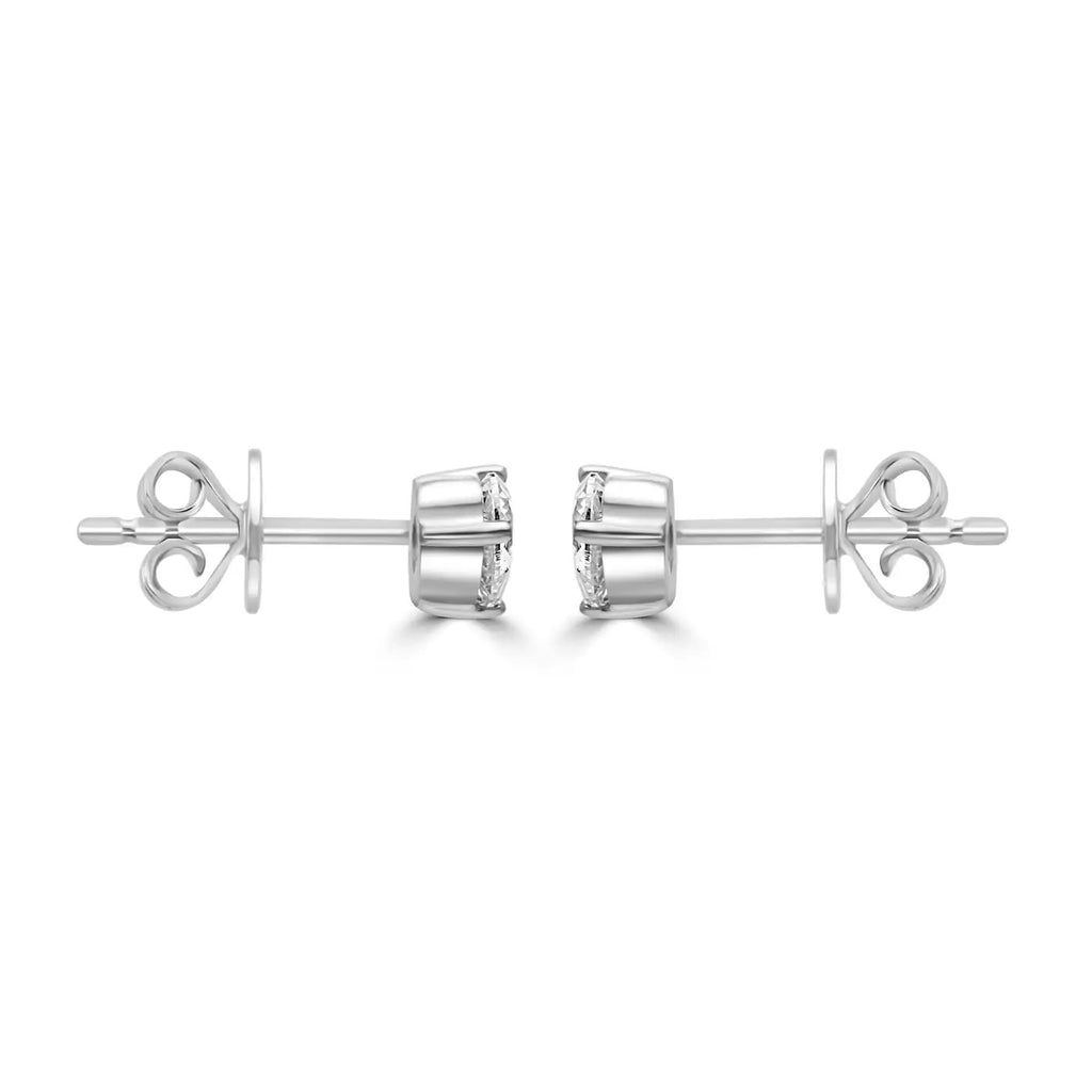White Diamond Pear 14K White Gold Fancy Toi Et Moi Stud Earring