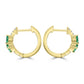 Huggie Hoop Earring With Pear Emerald & White Round Diamonds 14K Yellow Gold