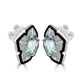 Aquamarine Oval Diamond Round 14K Gold Enamel Art Deco Look Fancy Earrings